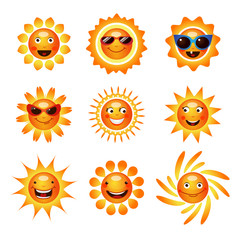 Sun smile smiley icons collection
