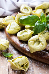 Homemade raw Italian tortelloni 