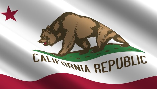 Waving flag of California state.