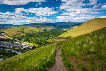 Trail and view of Missoula from Mount Sentinel, in Missoula, Mon