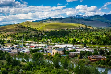 Zelfklevend Fotobehang View of Missoula from Mount Sentinel, in Missoula, Montana. © jonbilous