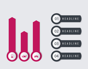 Business infographic elements, timeline, step labels, 1 2 3 4