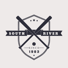 Vintage Baseball t-shirt design, crossed bats on shield