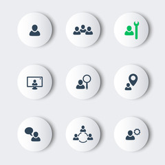 business round modern icons with people, vector, eps10