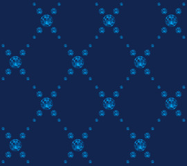 Decorative diagonal pattern of diamonds in dark blue colors