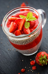Strawberry chia seed pudding. Super food
