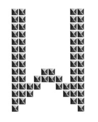  metal alphabet letter symbol W,  Pyramid Metal Studs