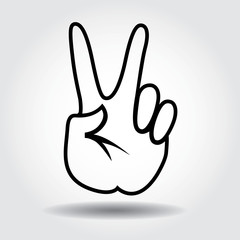 Vector hand icon with shadow on white background