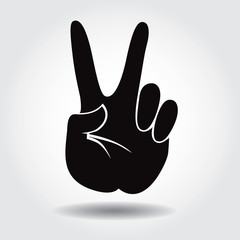 Vector hand icon with shadow on white background