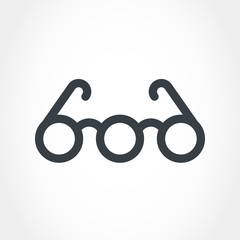 Abstract line round glasses icon with three spectacle lenses. Ve