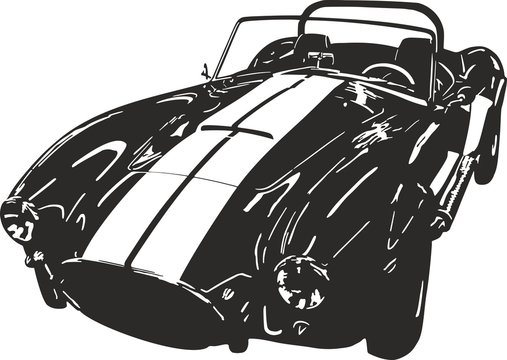 black sports car with white stripes clip art preview
