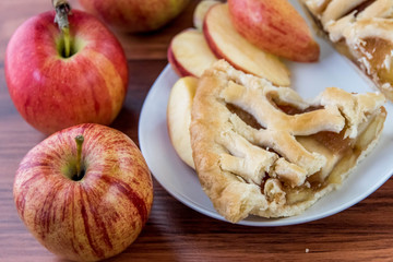 Naklejka na ściany i meble fresh baked sliced apple pie