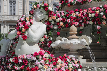 Obraz premium Festival Mondial des Roses : fontaine des Jacobins