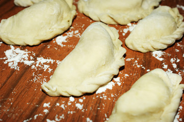 crude handmade dumplings Russian Food