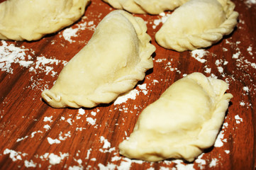 crude handmade dumplings Russian Food