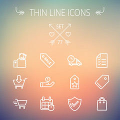 Business shopping thin line icon set