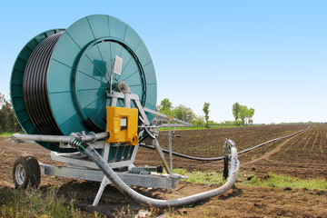 Irrigation machine in the field