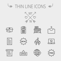 Business shopping thin line icon set