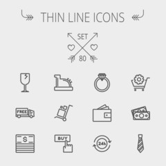 Business shopping thin line icon set