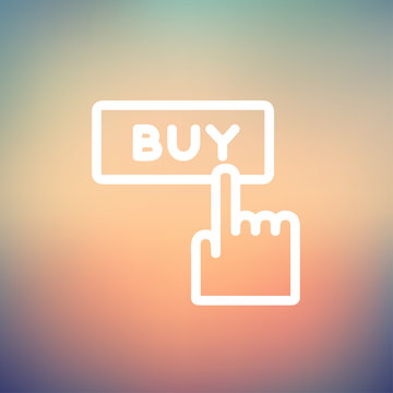 Finger pointing to buy sign thin line icon