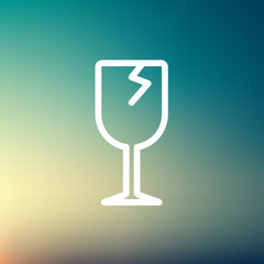 Broken glass wine thin line icon