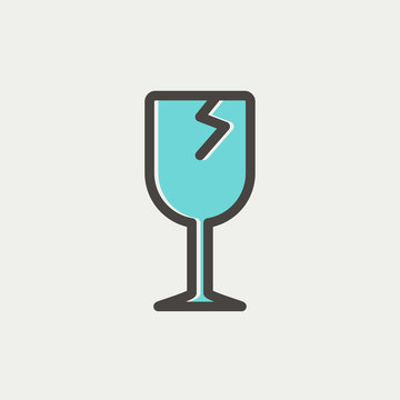 Broken glass wine thin line icon