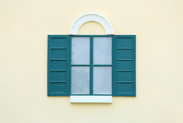 Vintage window with wall background