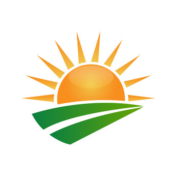 Sun ecology green road vector symbol logo