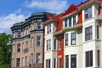Fototapeta na wymiar Modern row houses of historic surburb in Washington DC