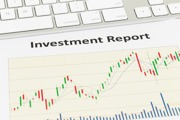 Investment report candle stick chart with keyboard