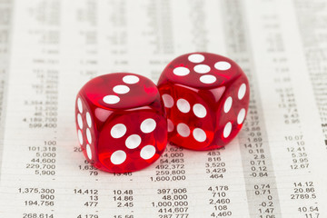 Dice rest on stock price detail financial newspaper