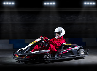 Young girl karting racer
