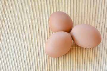 eggs placed on wooden pattern