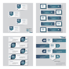 Collection of 4 blue color template/graphic or website layout. Vector Background.