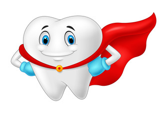 Happy superhero healthy tooth 
