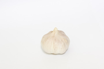 Bulbs of garlics on white background.