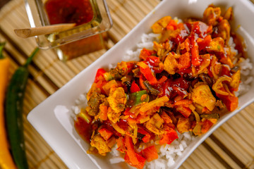 Dinner in home, natural food background