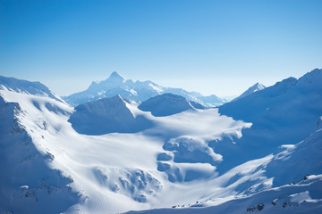 mountains, landscapes, sky, caucasus, snow, peak, object, nature