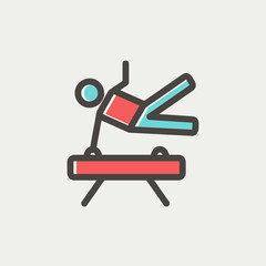 Gymnast on Pommel Horse thin line icon