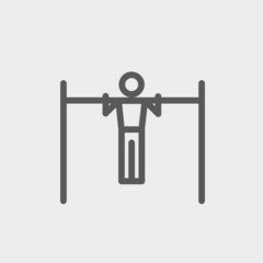 Pull up exercise in bar thin line icon