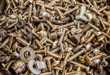 Many randomly screws/ Background and texture 