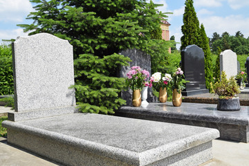 Fototapeta na wymiar Tombstones in the cemetery