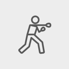 Boxing man punch thin line icon