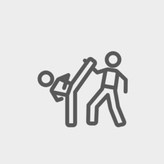 Karate fighters thin line icon