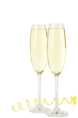 Glasses of champagne isolated on a white