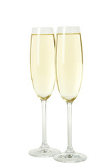 Glasses of champagne isolated on a white