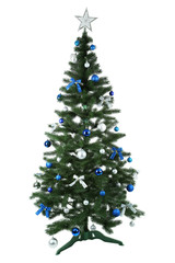 Decorated christmas tree isolated on white