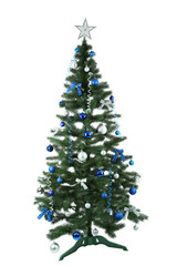 Decorated christmas tree isolated on white