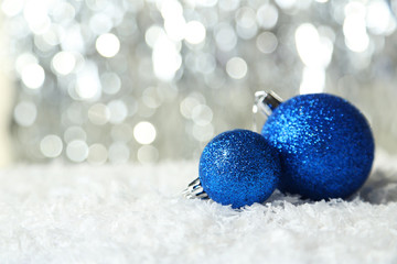 Christmas balls on lights background