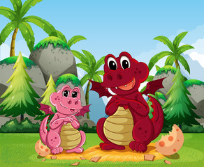 Naklejka premium Dragon family